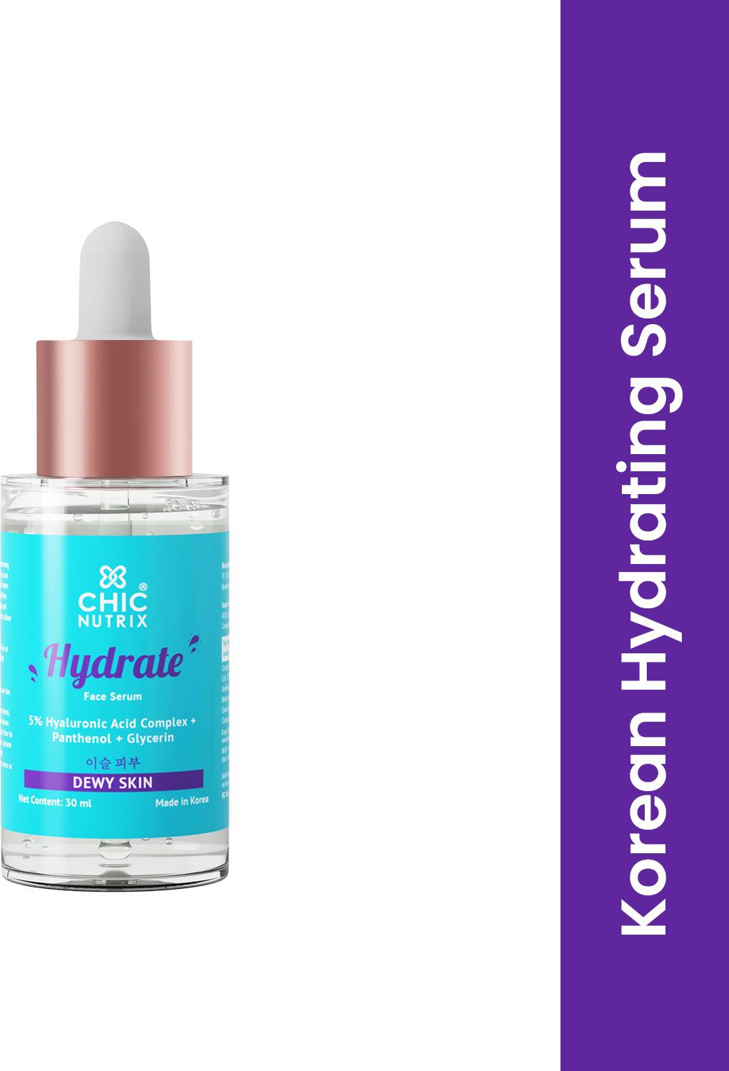 Chicnutrix Hydrate - Hydrating Serum with 5% Hyaluronic acid, Glycerin & Panthenol