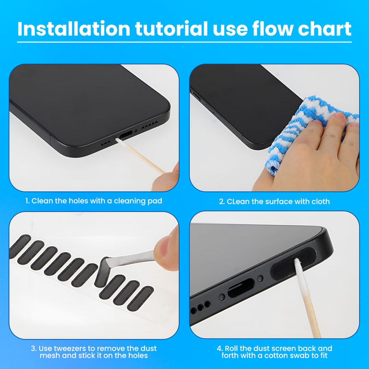 Image of MAK Type C Port Adhesive Dust Protection Caps (6Pc),Dustproof Net Stickers (10S+10L) Power Port White Anti-dust Plug