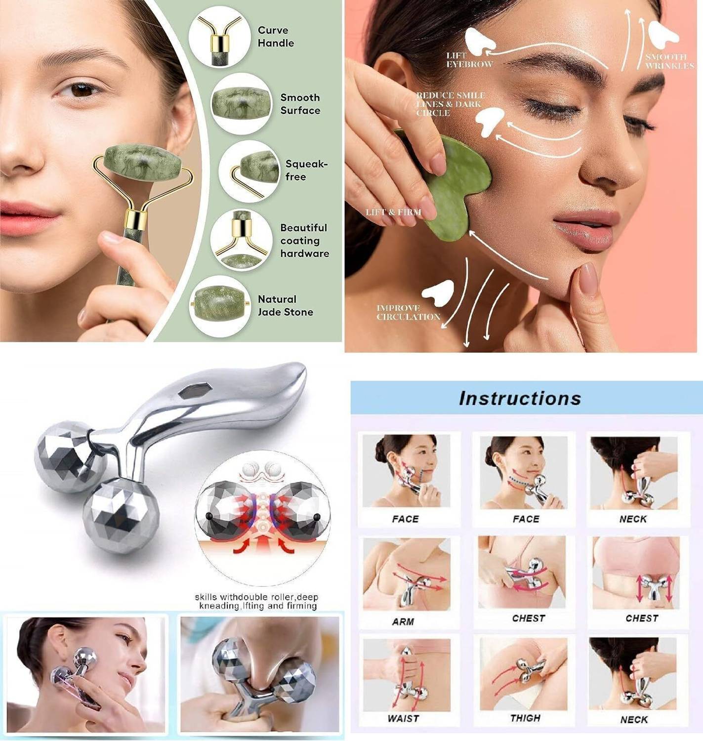 FLYDER 3in1 Face Massager, Jade Roller, Ice Roller - Image 4