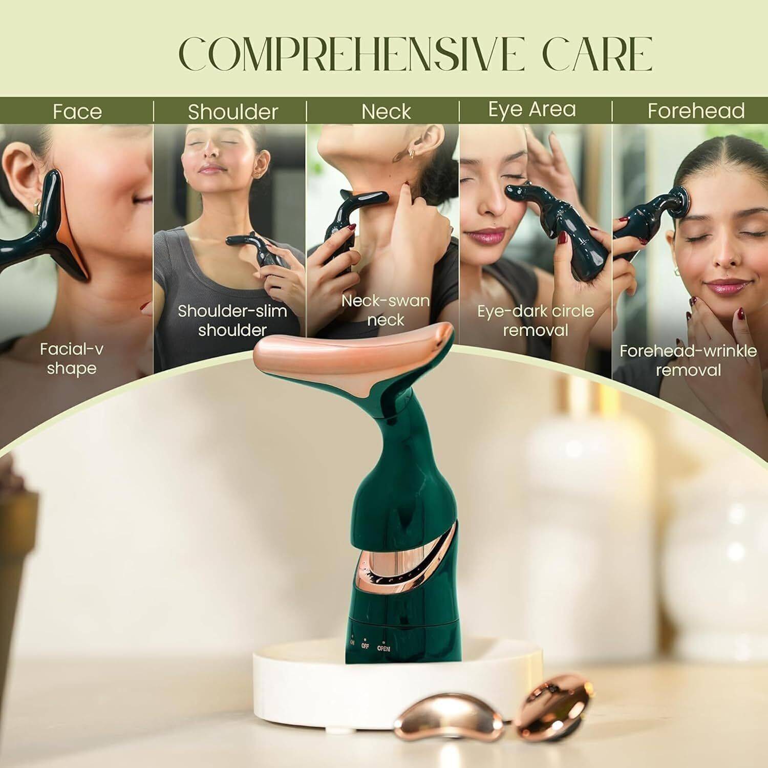FLYDER 3in1 Face Massager, Jade Roller, Ice Roller - Image 2