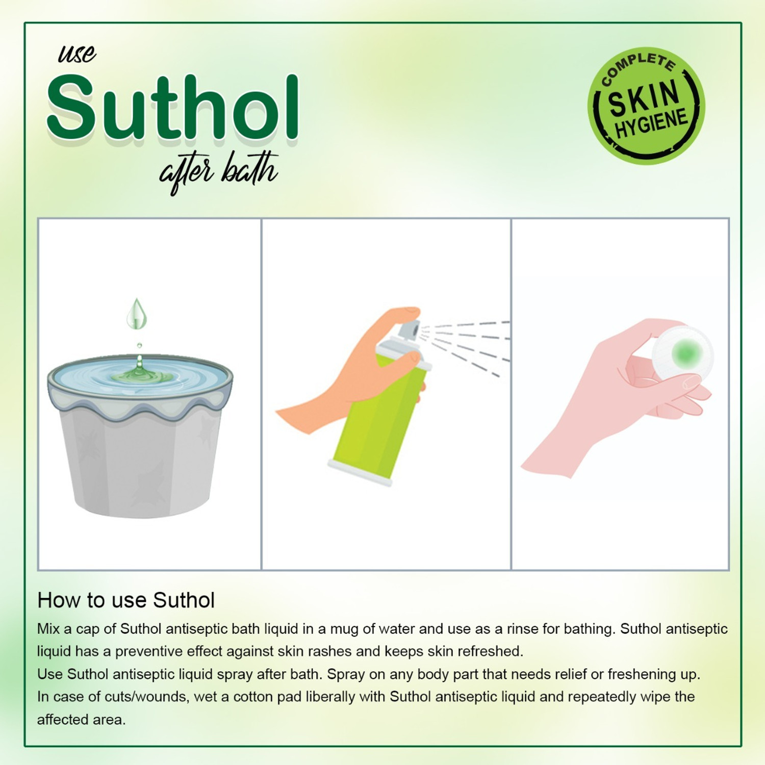 Image of BOROLINE's SUTHOL Neem 200 ml X 4 | Stops Irritations, Prickly Heat, Itching Antiseptic Liquid