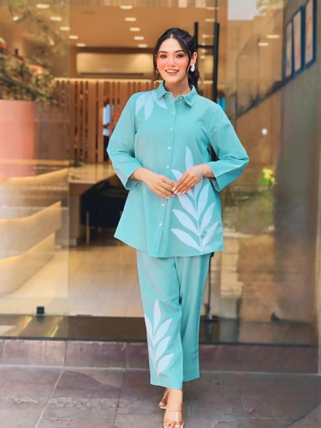 Image of Kiaaron Women Crop Top Palazzo Set