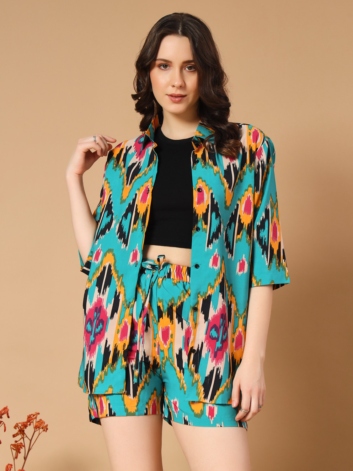 Image of ZWERLON Shirt Regular Shorts Co-ords Set with Coat