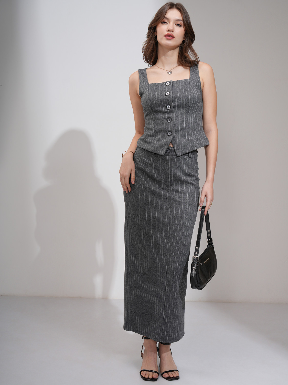 Image of Tokyo Talkies Top Skirt Co-ords Set with Coat