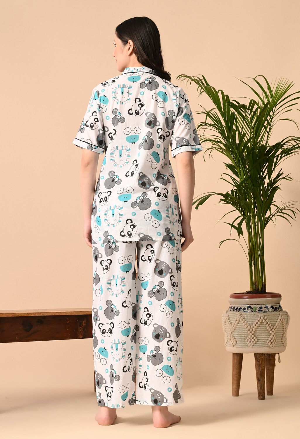 Image of METRONAUT Women Printed White Night Suit Set