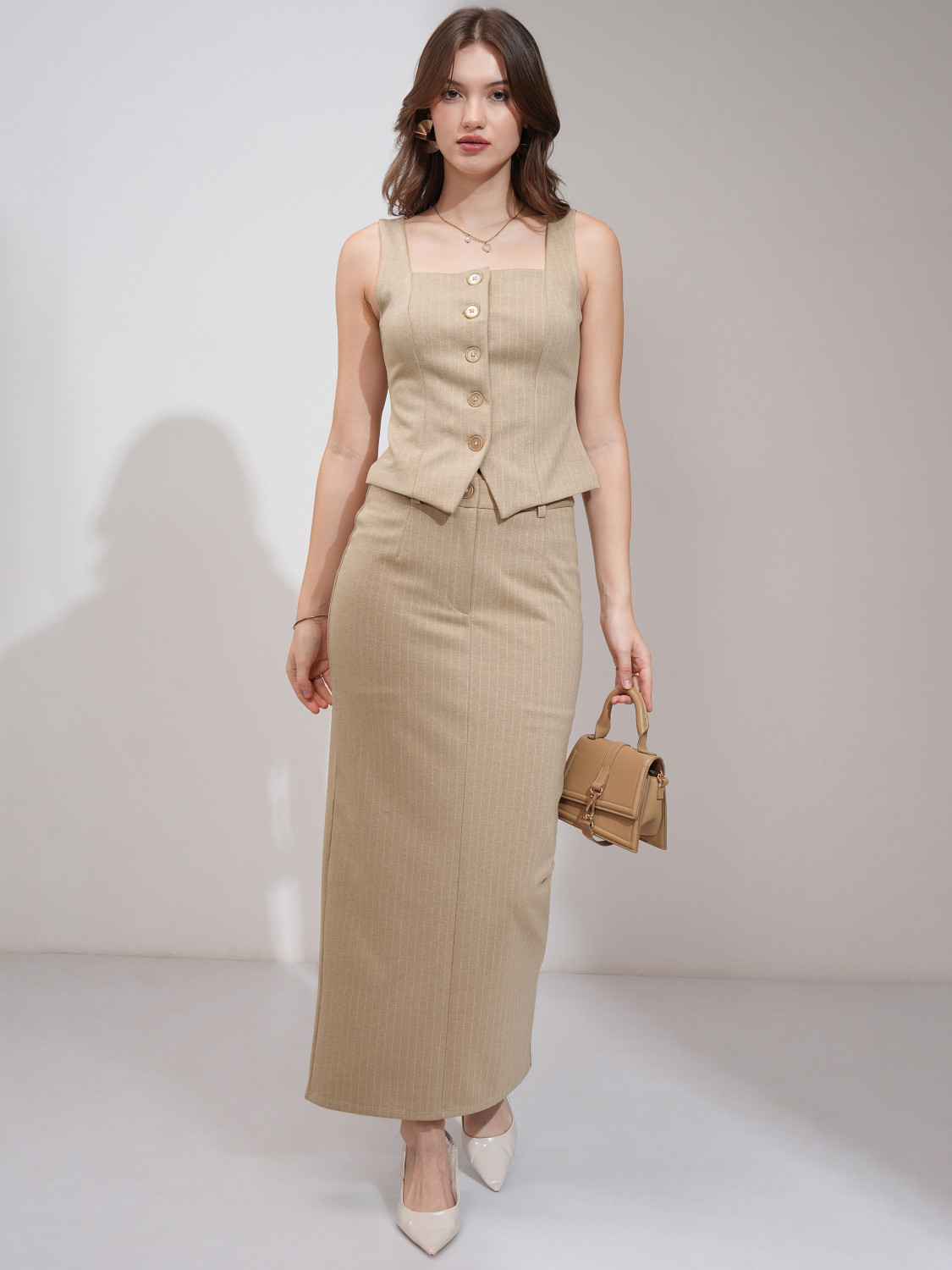 Image of Tokyo Talkies Top Skirt Co-ords Set with Coat