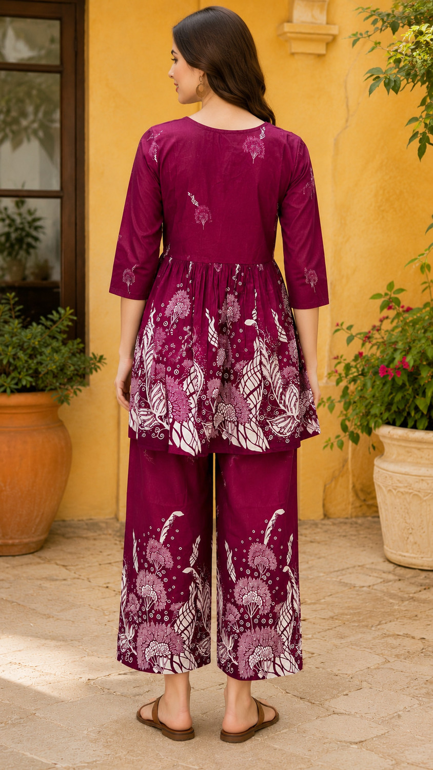 Image of DSK STUDIO Women Ethnic Top Palazzo Set