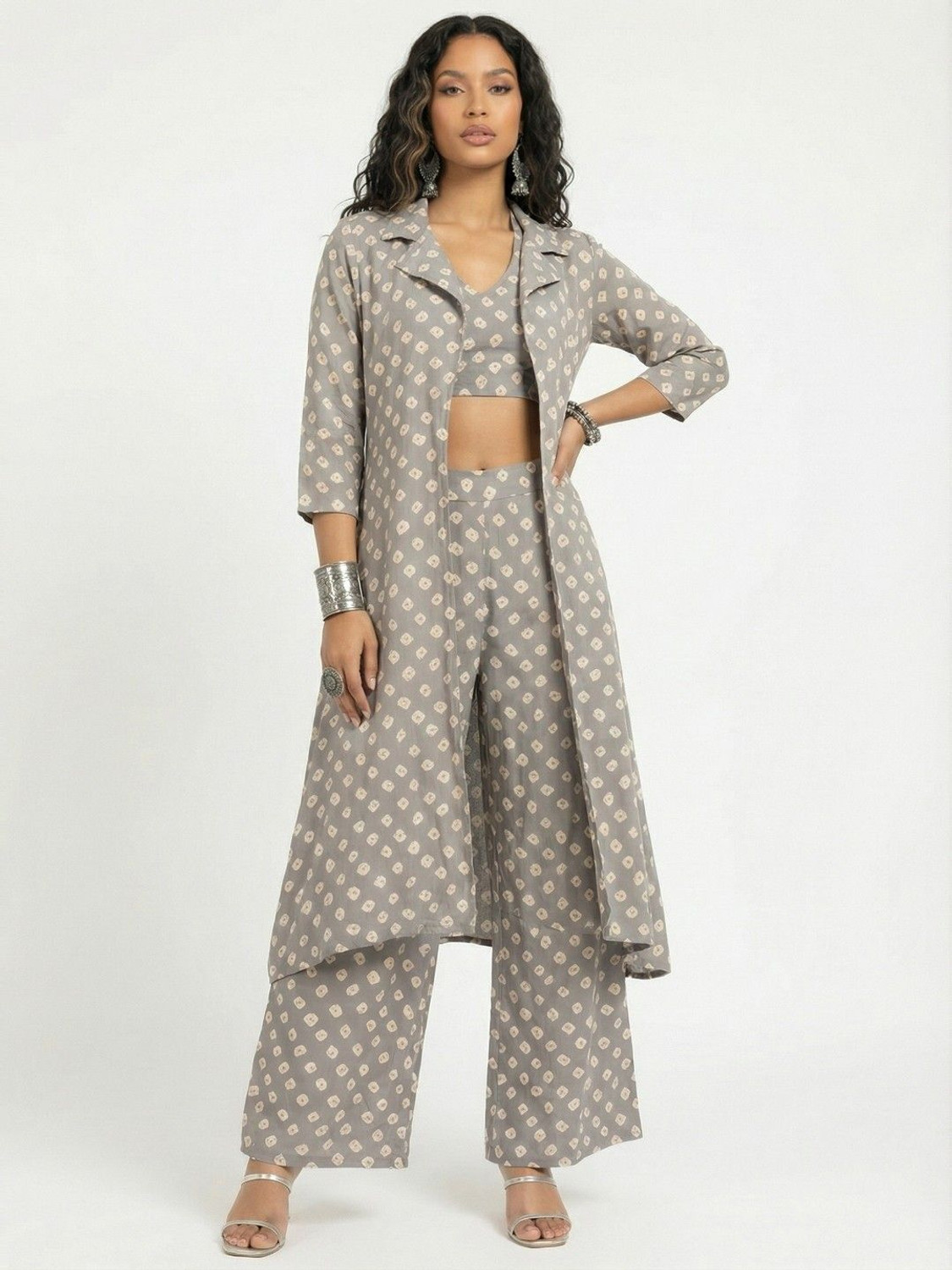 Image of fusion by glitchez Top Palazzos Co-ords Set with Shrug