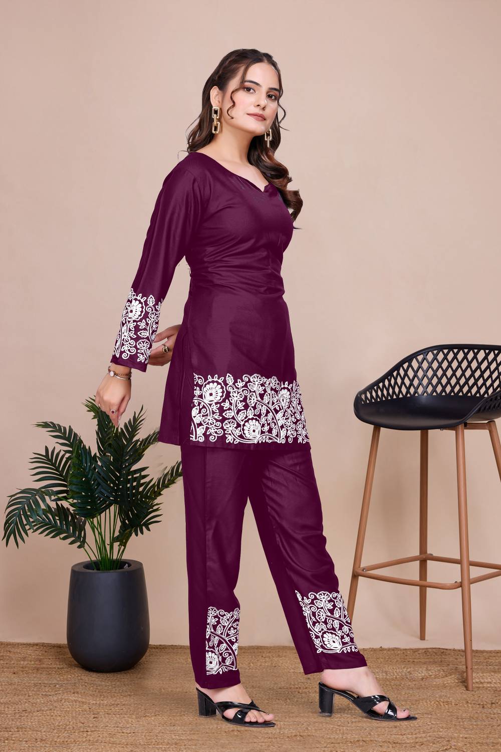 KHODIYAR Lace Work Tunic Pant Co-ords Set - Image 3