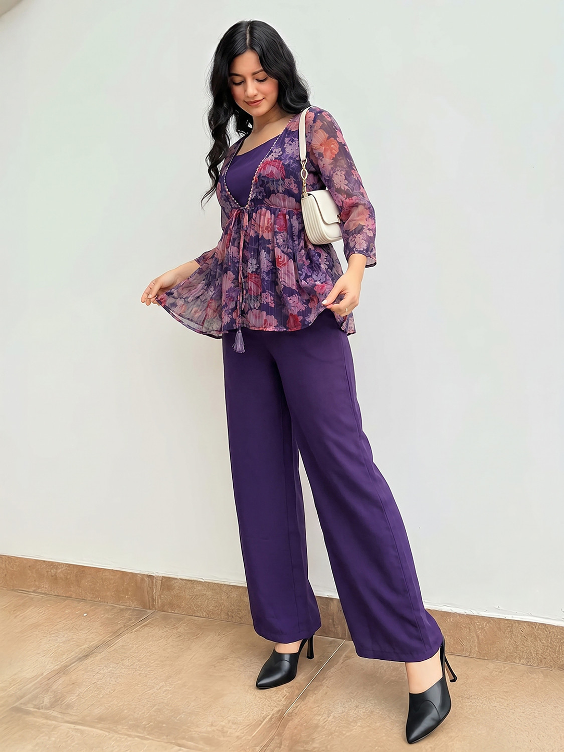 Image of Janasya Top Pant Co-ords Set with Jacket