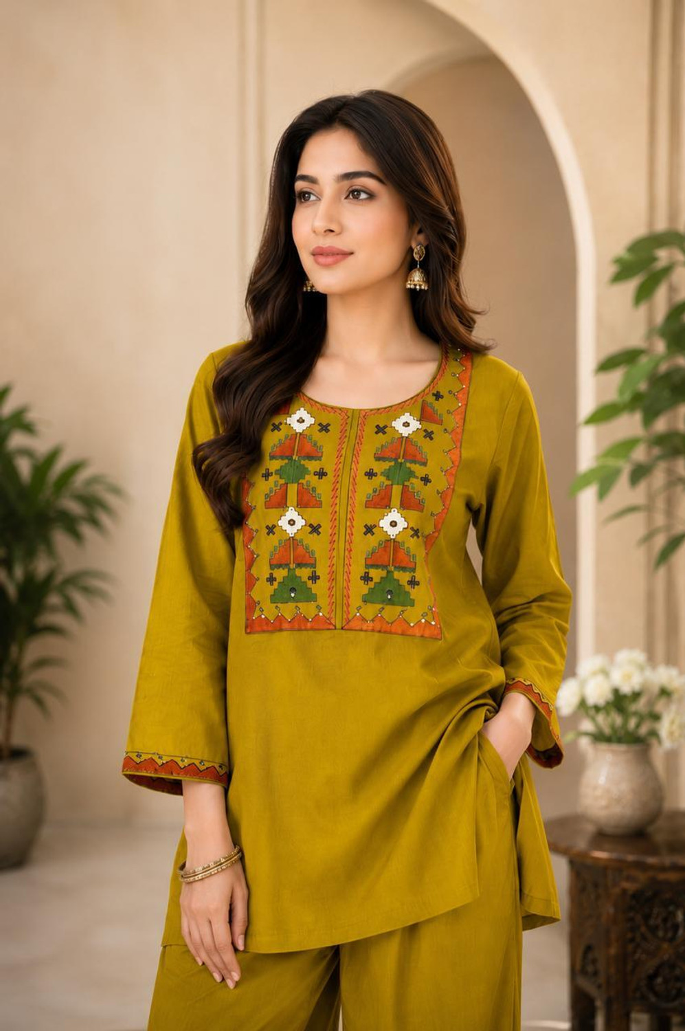 Image of Komal Handicraft Tunic Palazzos Co-ords Set