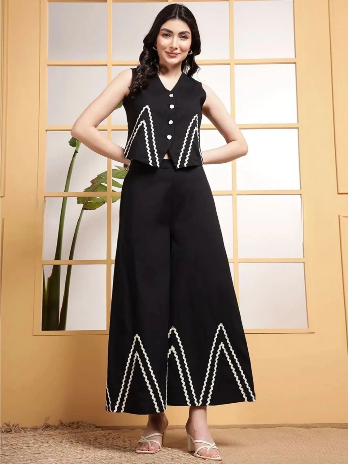 Image of Lycio Waistcoat Palazzos Co-ords Set