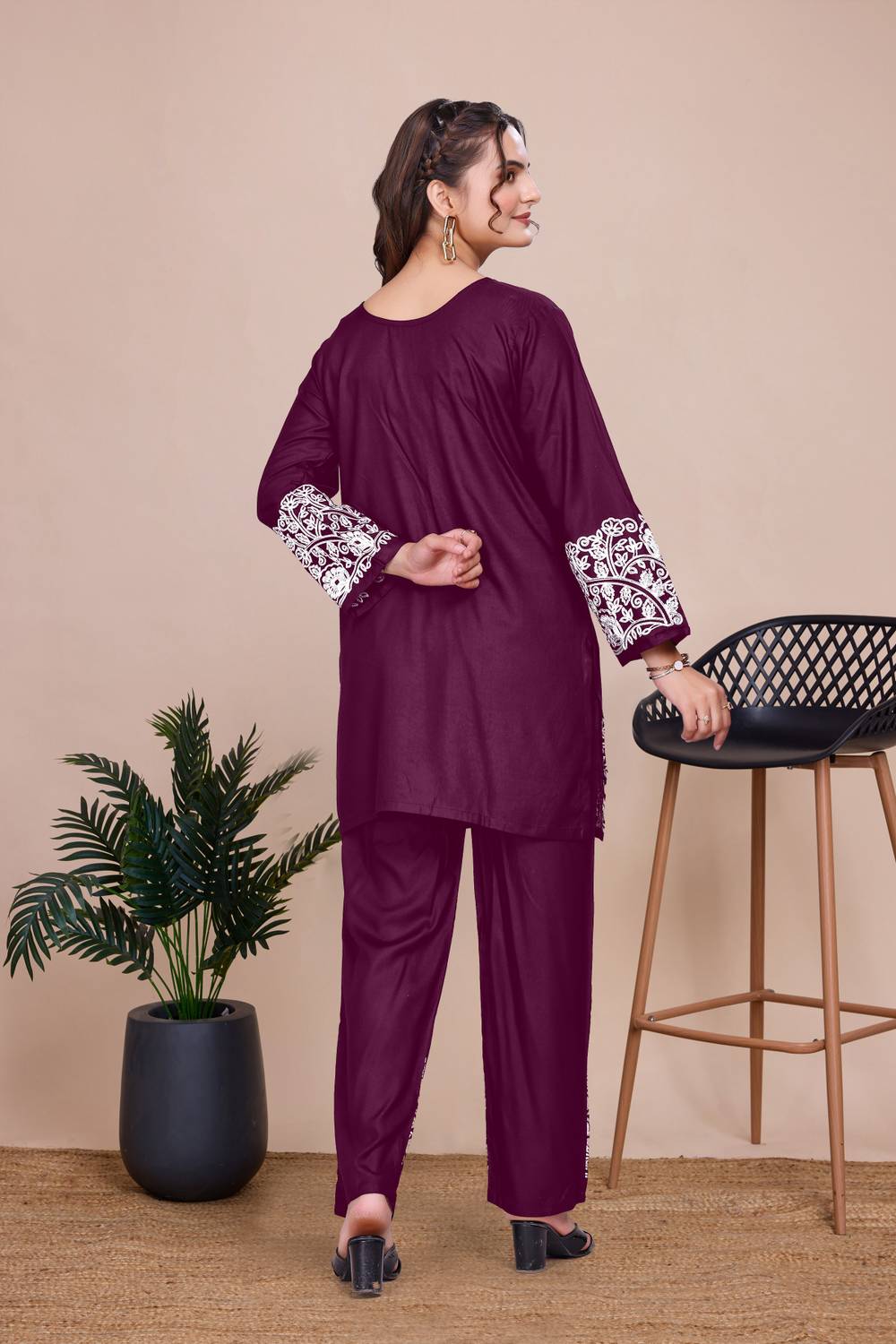 KHODIYAR Lace Work Tunic Pant Co-ords Set - Image 2