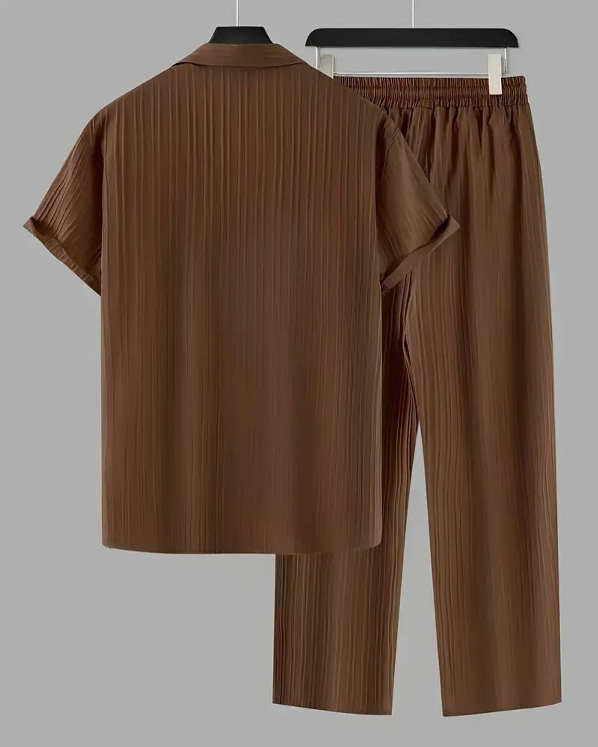 Image of HARI TRENDZ CLOTHING Men Self Design Brown Night Suit Set