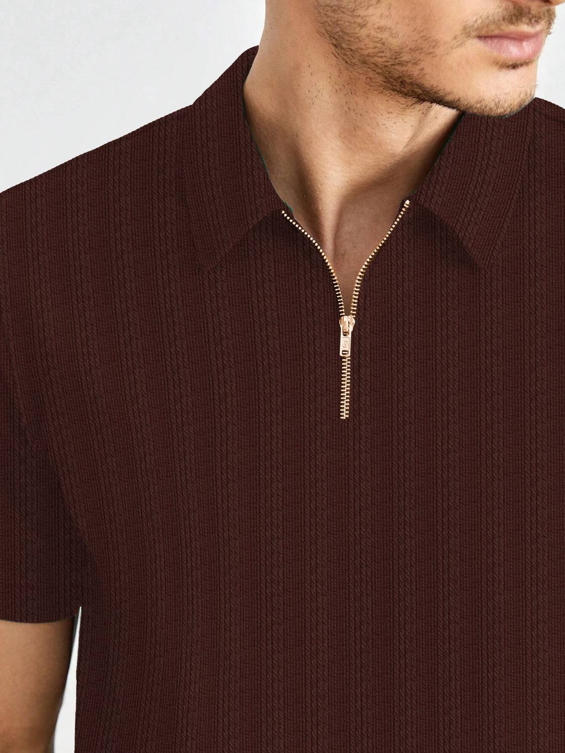 COMBRAIDED Men Polo Neck Brown T-Shirt Pack of 2 - Image 3