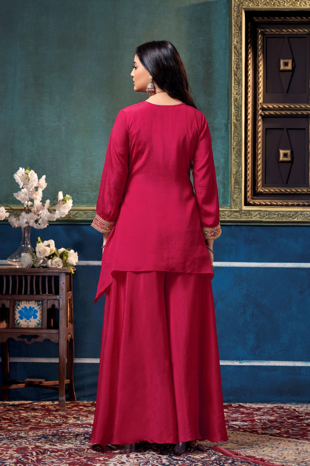 Image of Tasrika Women Ethnic Top Palazzo Set
