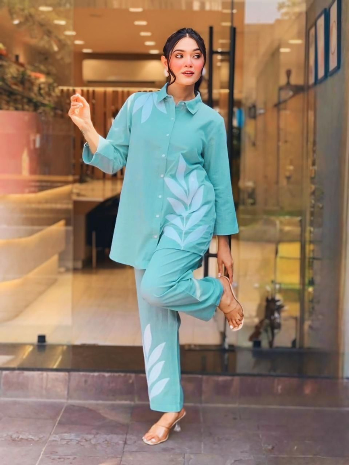 Image of Kiaaron Women Crop Top Palazzo Set