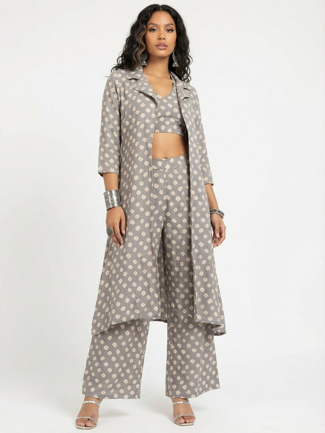 Image of fusion by glitchez Top Palazzos Co-ords Set with Shrug