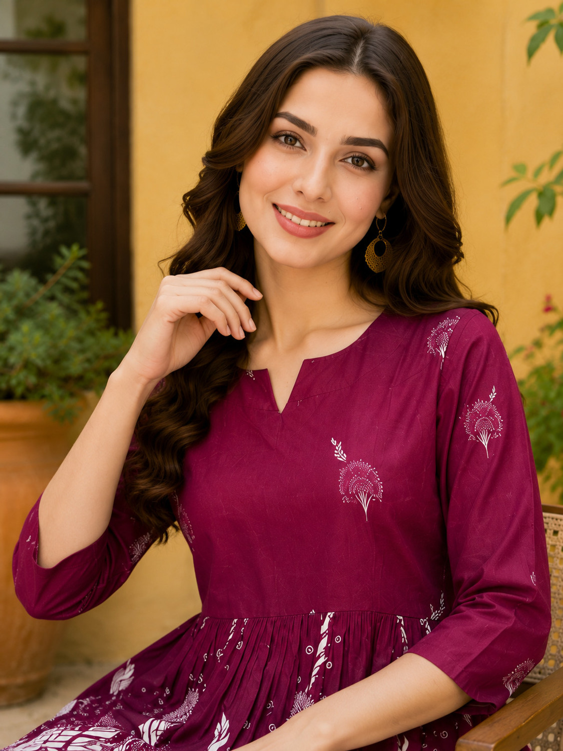 Image of DSK STUDIO Women Ethnic Top Palazzo Set