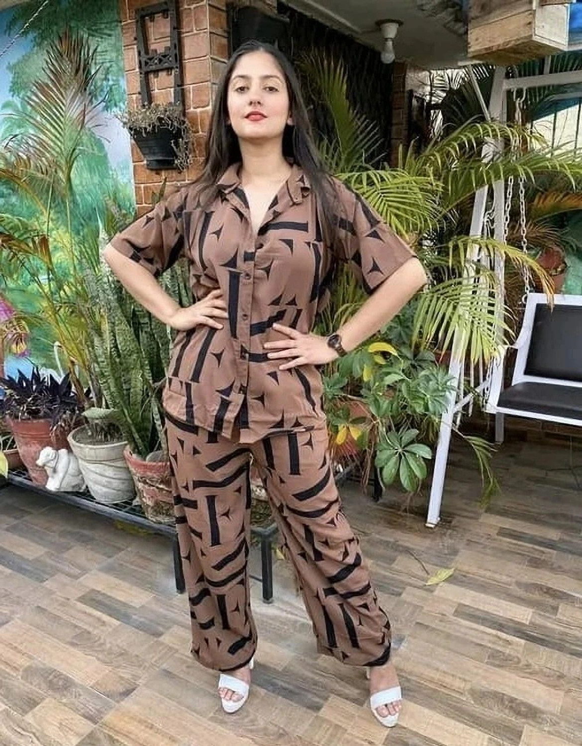 Image of shommee Shirt Palazzos Co-ords Set