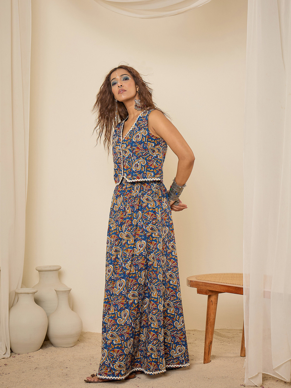 Image of WineRed Top Skirt Co-ords Set