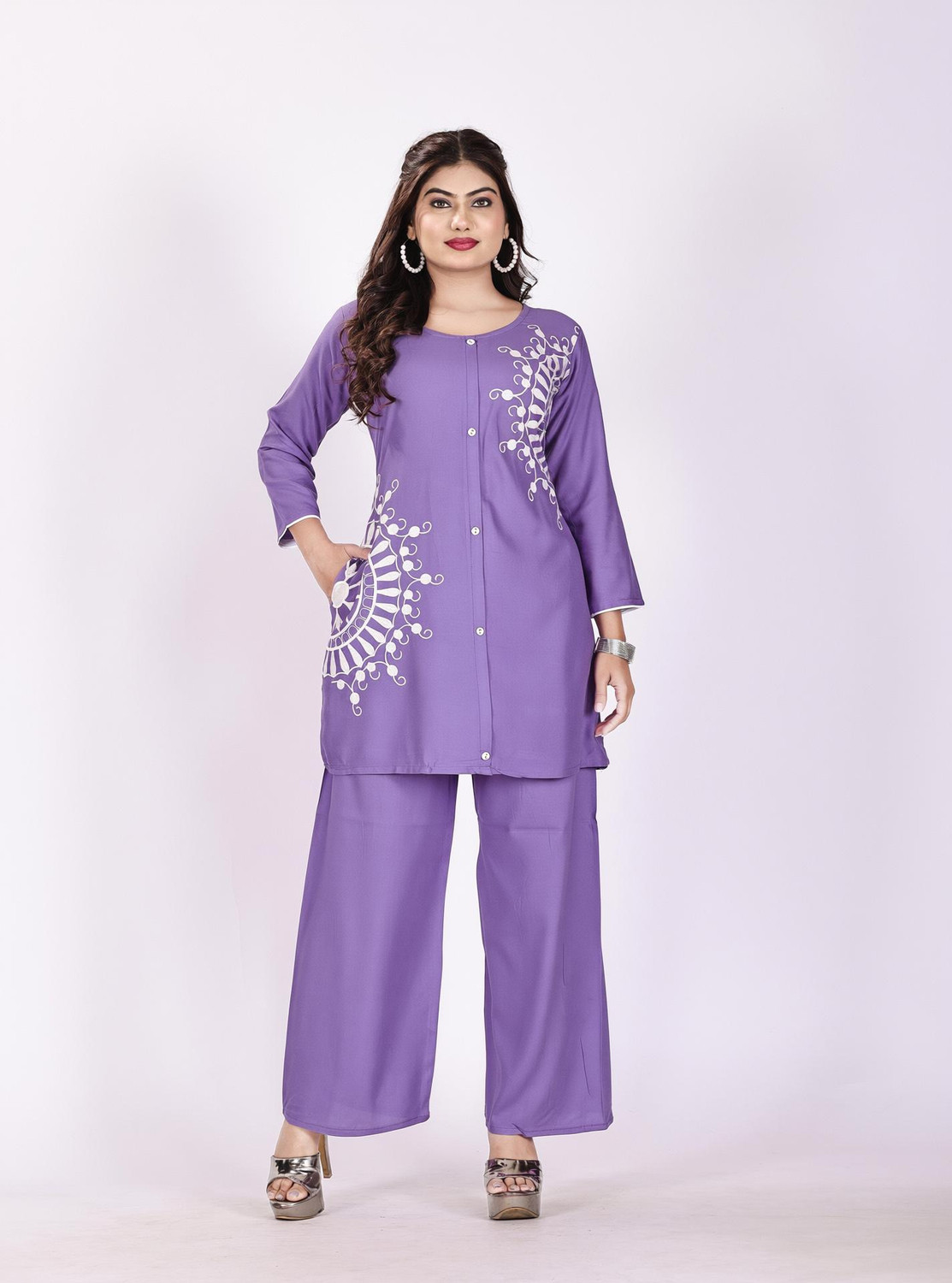 Image of GOKUL TRENDZ Top Palazzos Co-ords Set