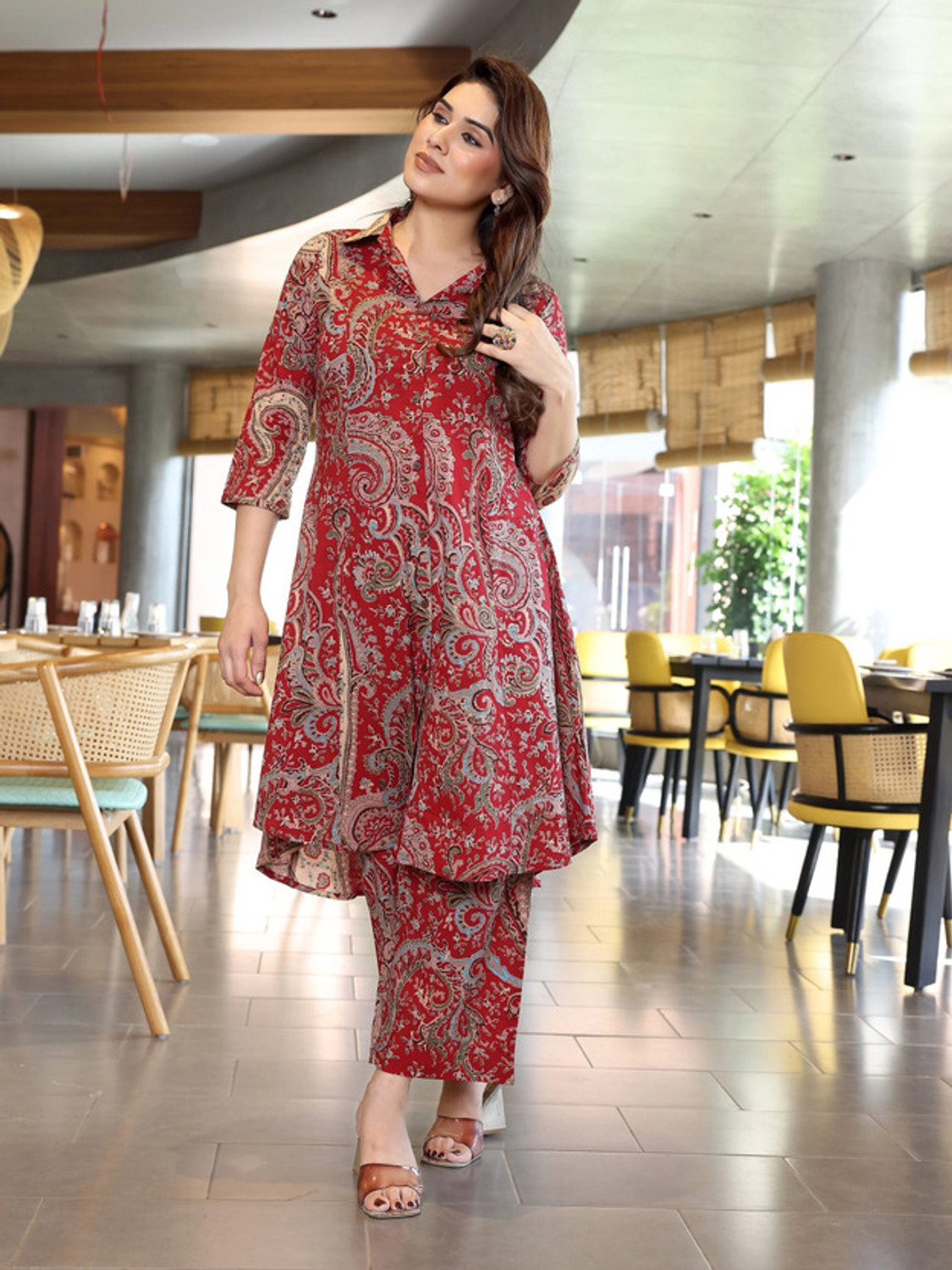 Image of 3panch Women Kurta Palazzo Set