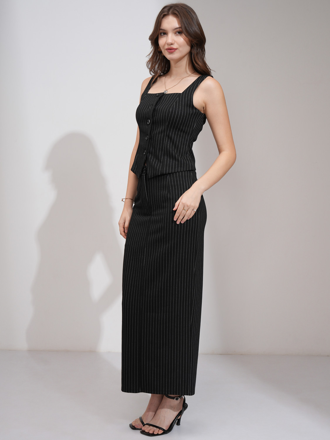 Image of Tokyo Talkies Top Skirt Co-ords Set with Coat