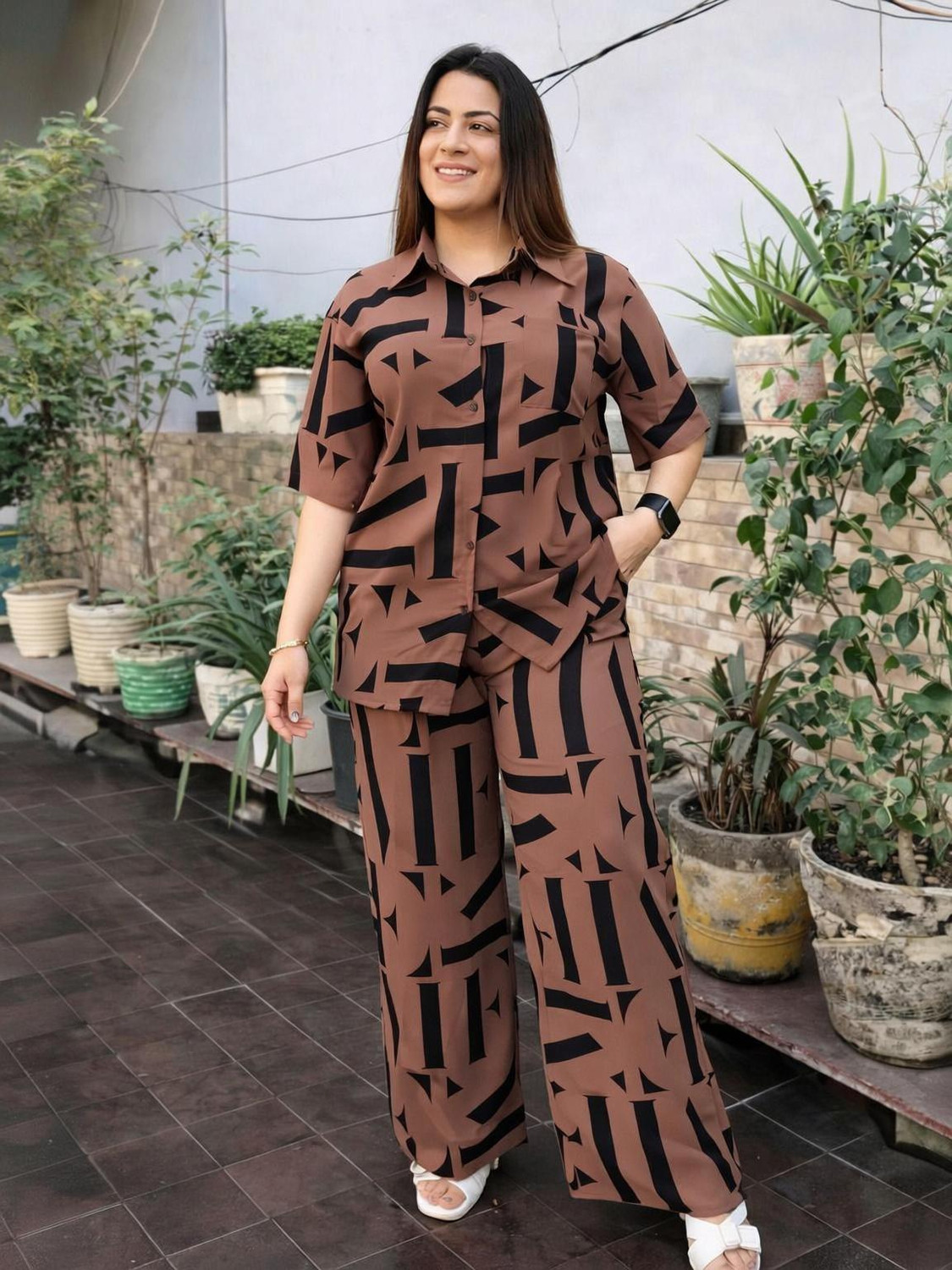 Image of shommee Shirt Palazzos Co-ords Set