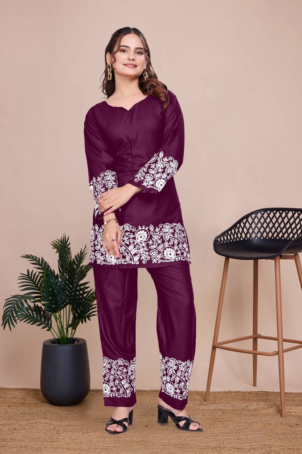 KHODIYAR Lace Work Tunic Pant Co-ords Set - Image 4