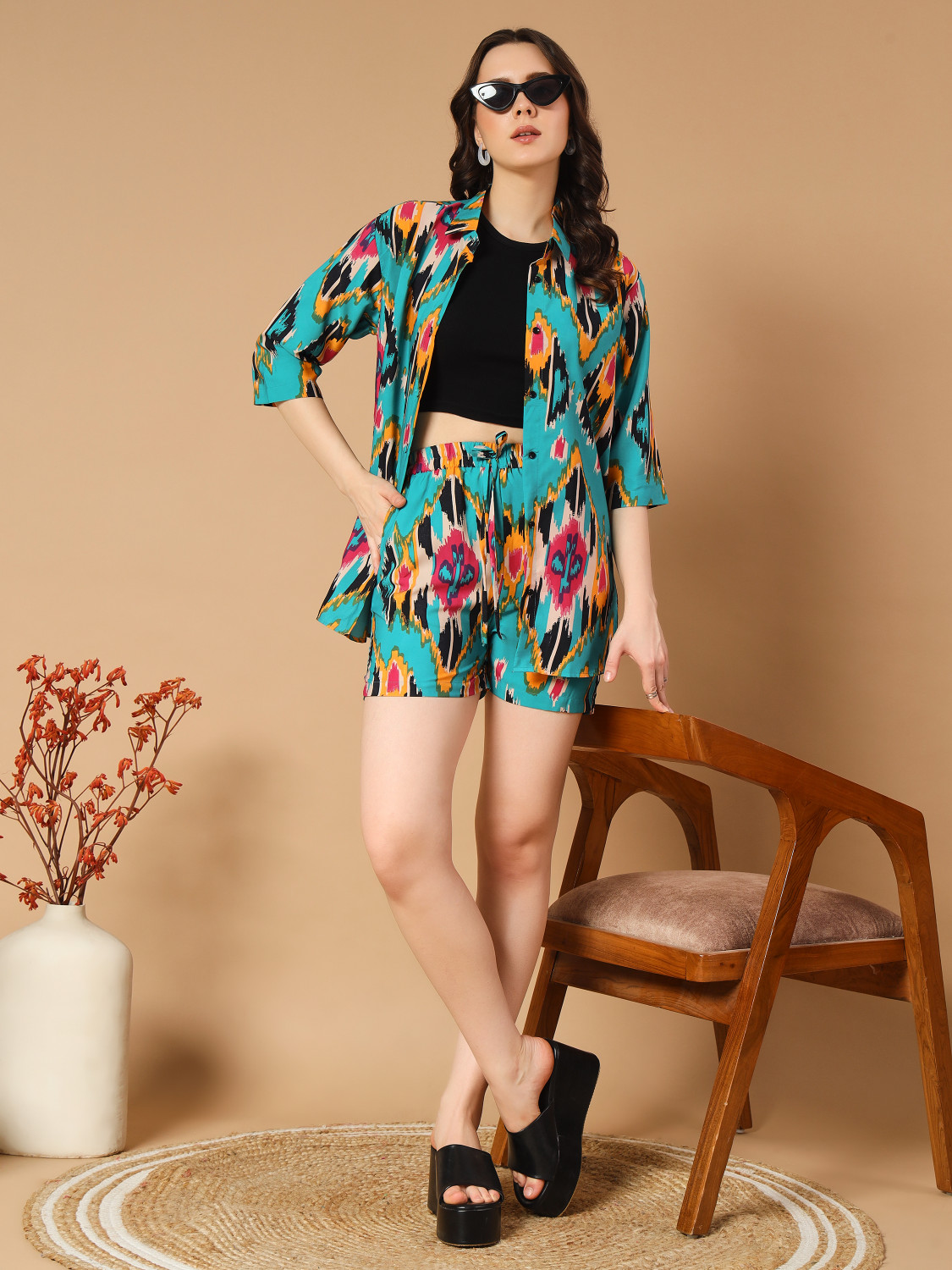 Image of ZWERLON Shirt Regular Shorts Co-ords Set with Coat