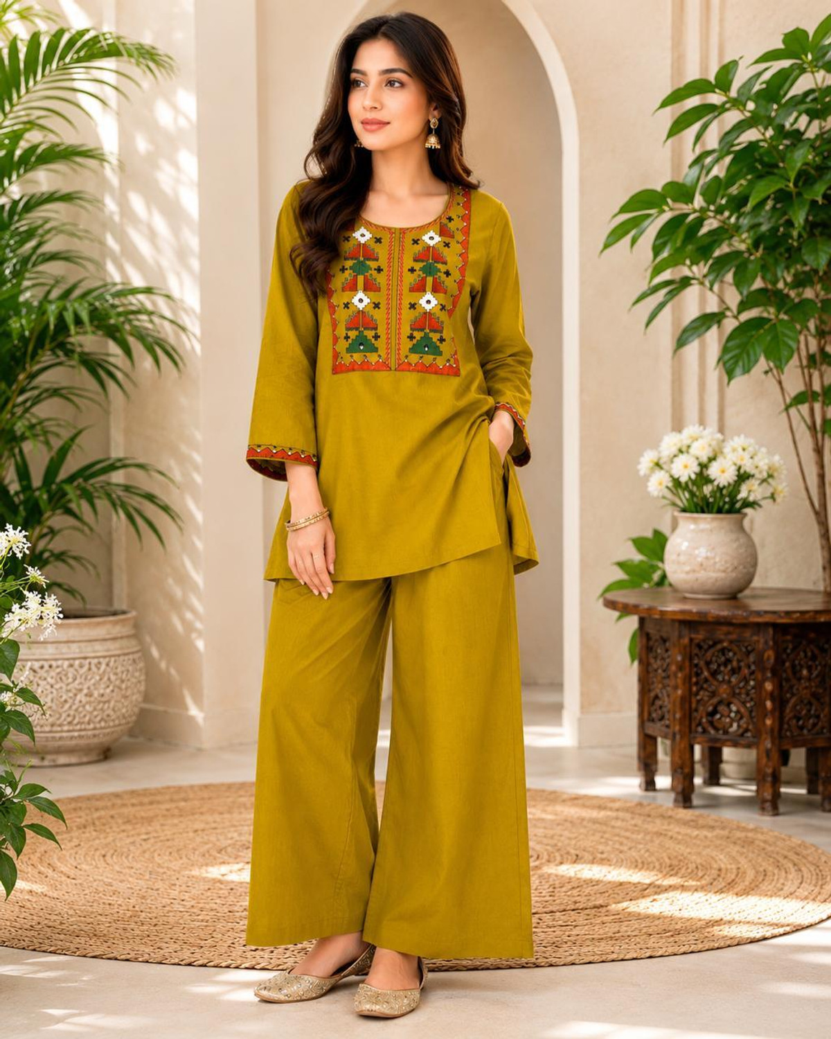 Image of Komal Handicraft Tunic Palazzos Co-ords Set