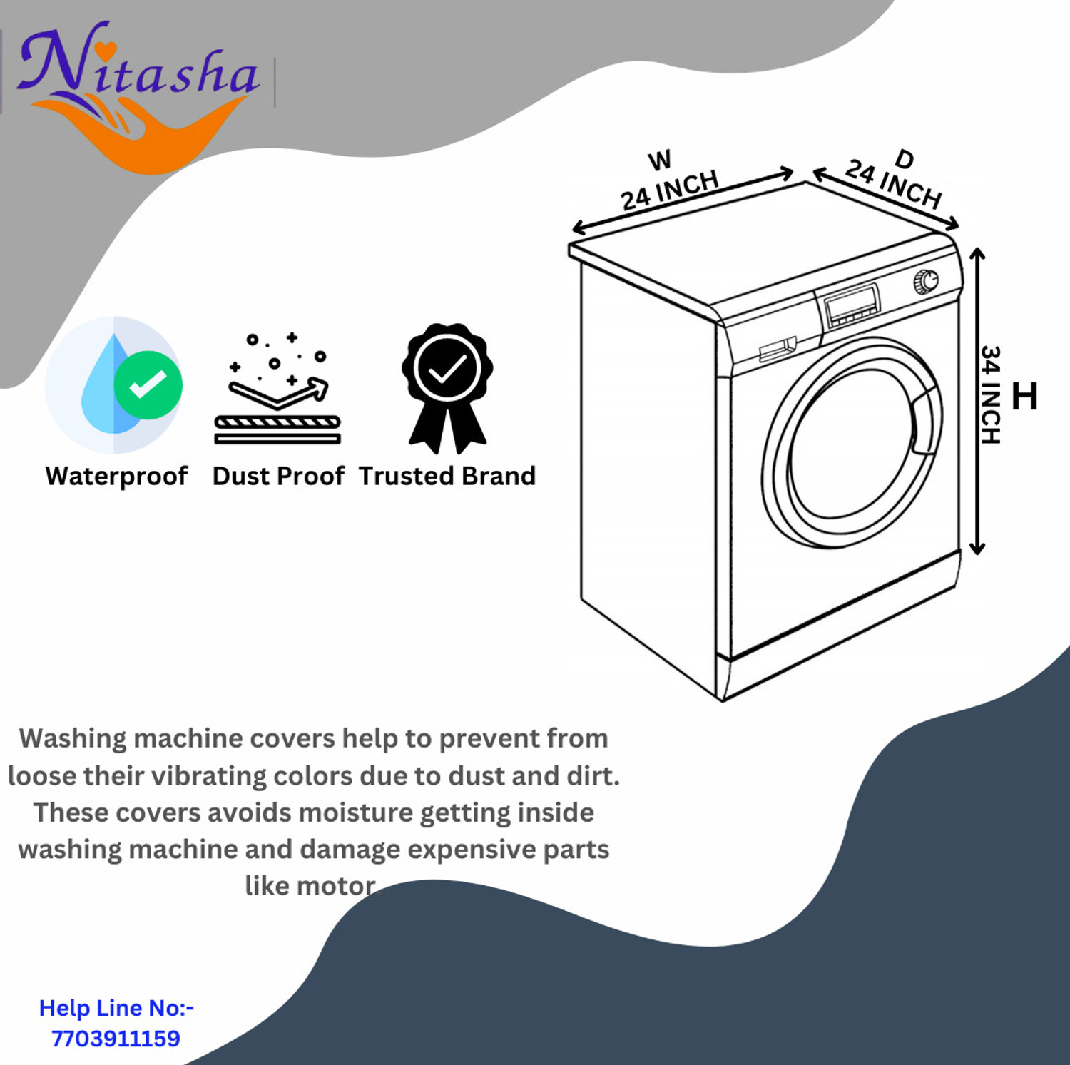 Image of Nitasha Front Loading Washing Machine Cover for 7 to 7.5 Kg