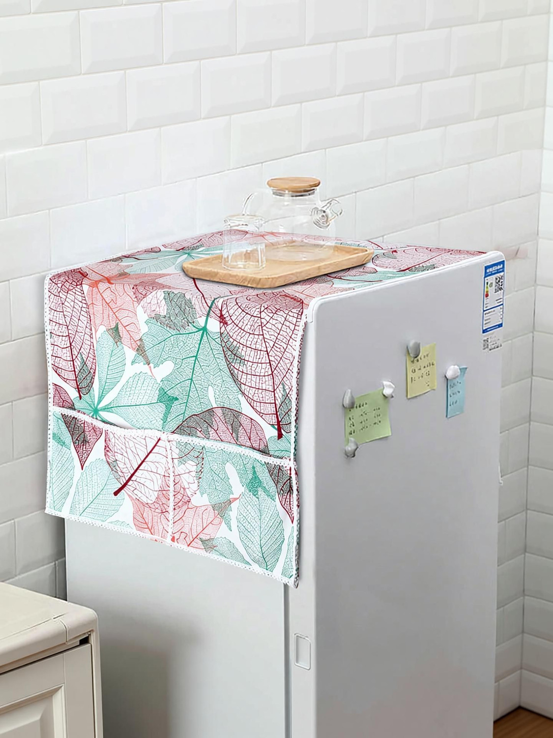 Image of AIRWILL Refrigerator Cover (Width: 55 cm, Red, Green, Orange)