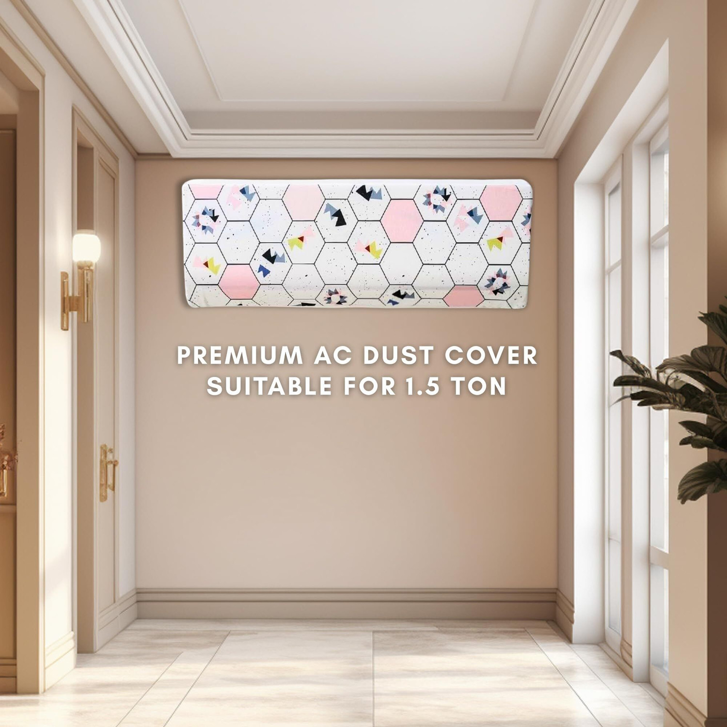 Image of Da Anushi Air Conditioner Cover (Width: 22.86 cm, Split Indoor AC Cover Unit for 1.5 Ton, Hexagon)