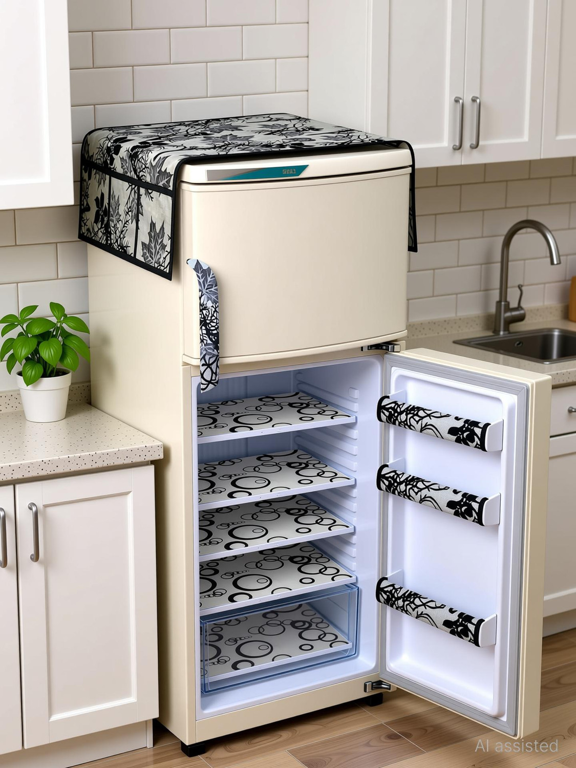 Image of XMBUG Refrigerator Cover (Width: 95 cm, Black)