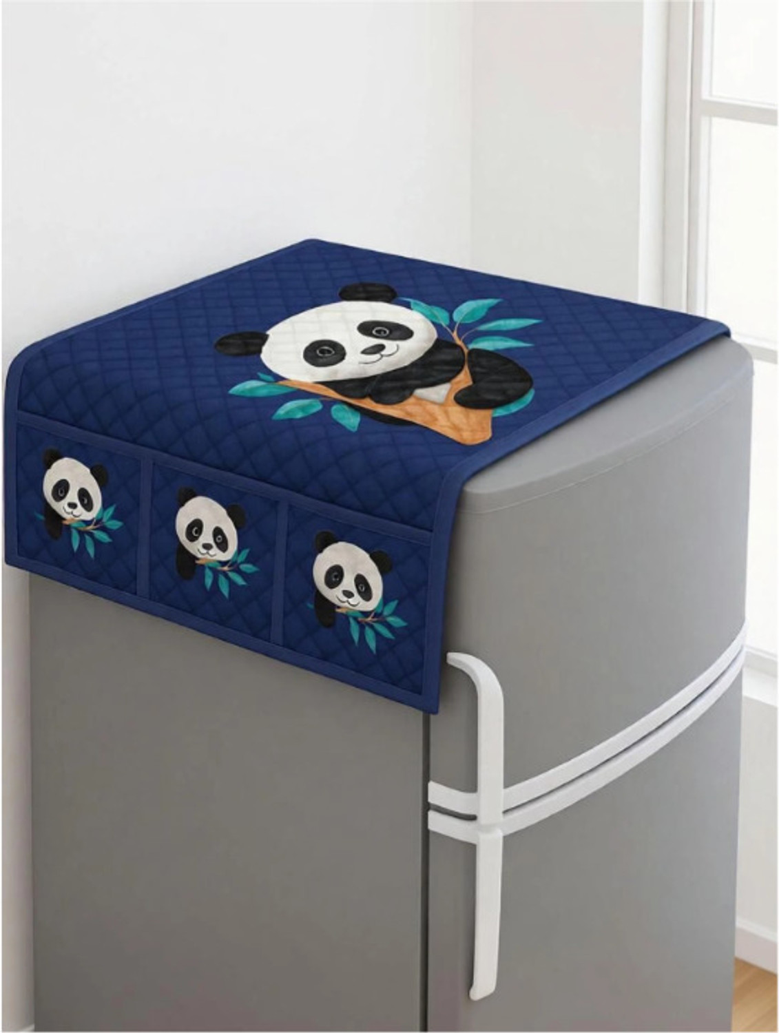 Image of Crosmo Refrigerator Cover (Width: 53 cm, Blue, Tranding & New Blue Panda Design)