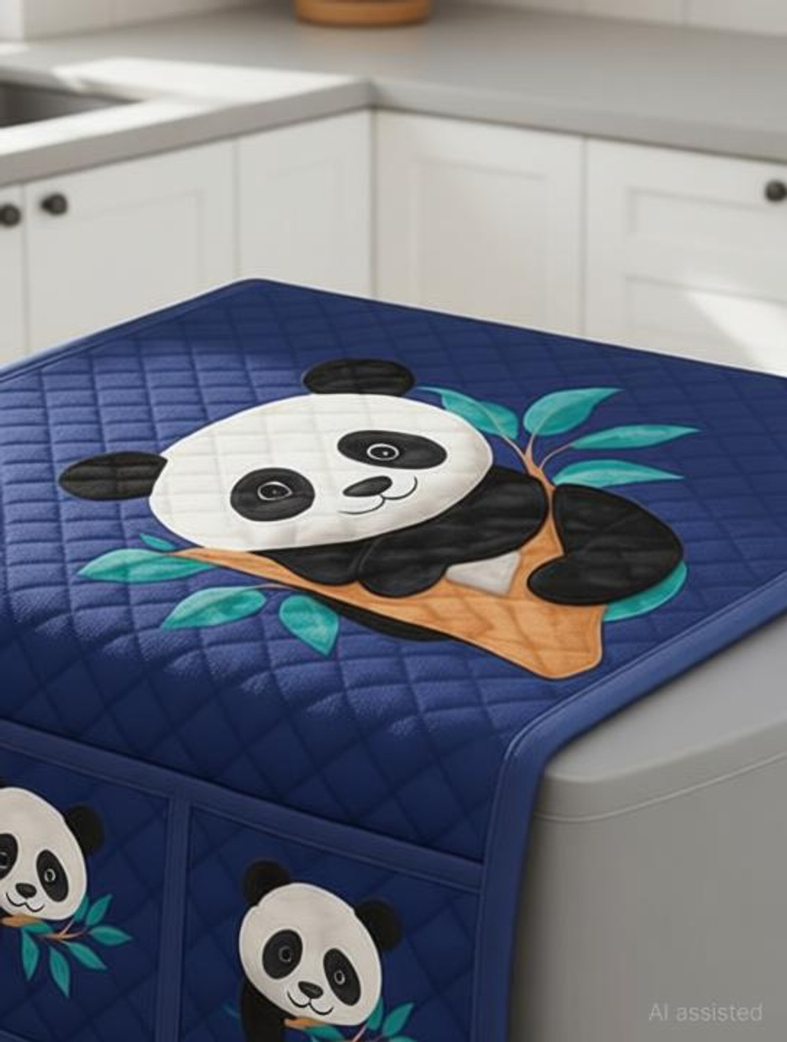 Image of Crosmo Refrigerator Cover (Width: 53 cm, Blue, Tranding & New Blue Panda Design)