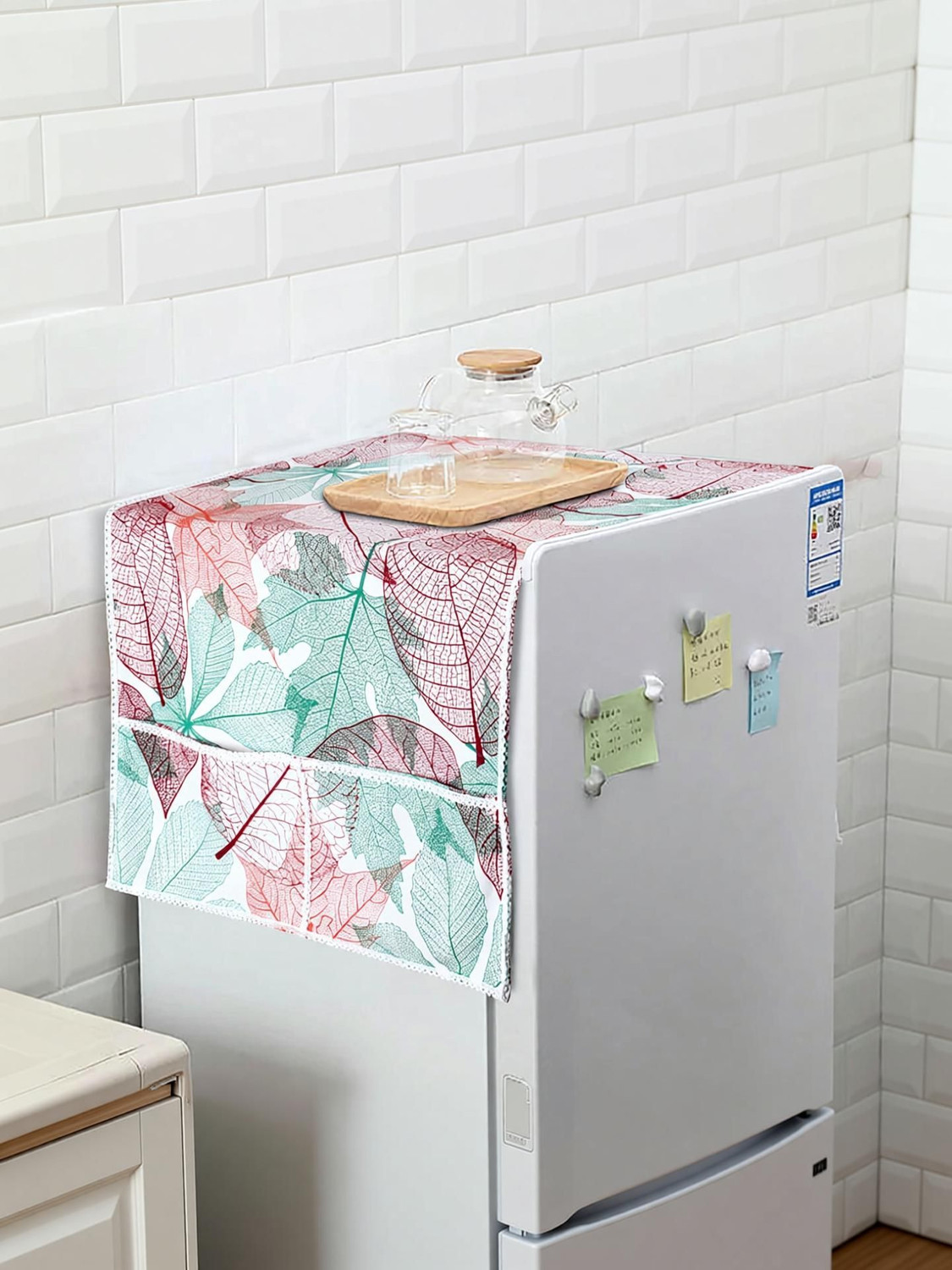 Image of AIRWILL Refrigerator Cover (Width: 55 cm, Red, Green, Orange)