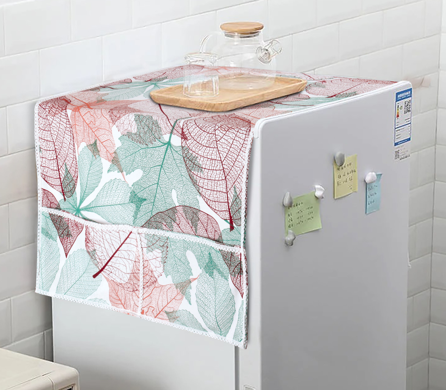 Image of AIRWILL Refrigerator Cover (Width: 55 cm, Red, Green, Orange)