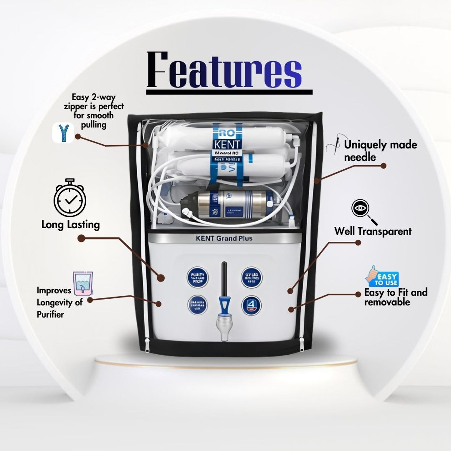 Image of balajii Water Purifier Cover (Width: 53.34 cm, BLACK)