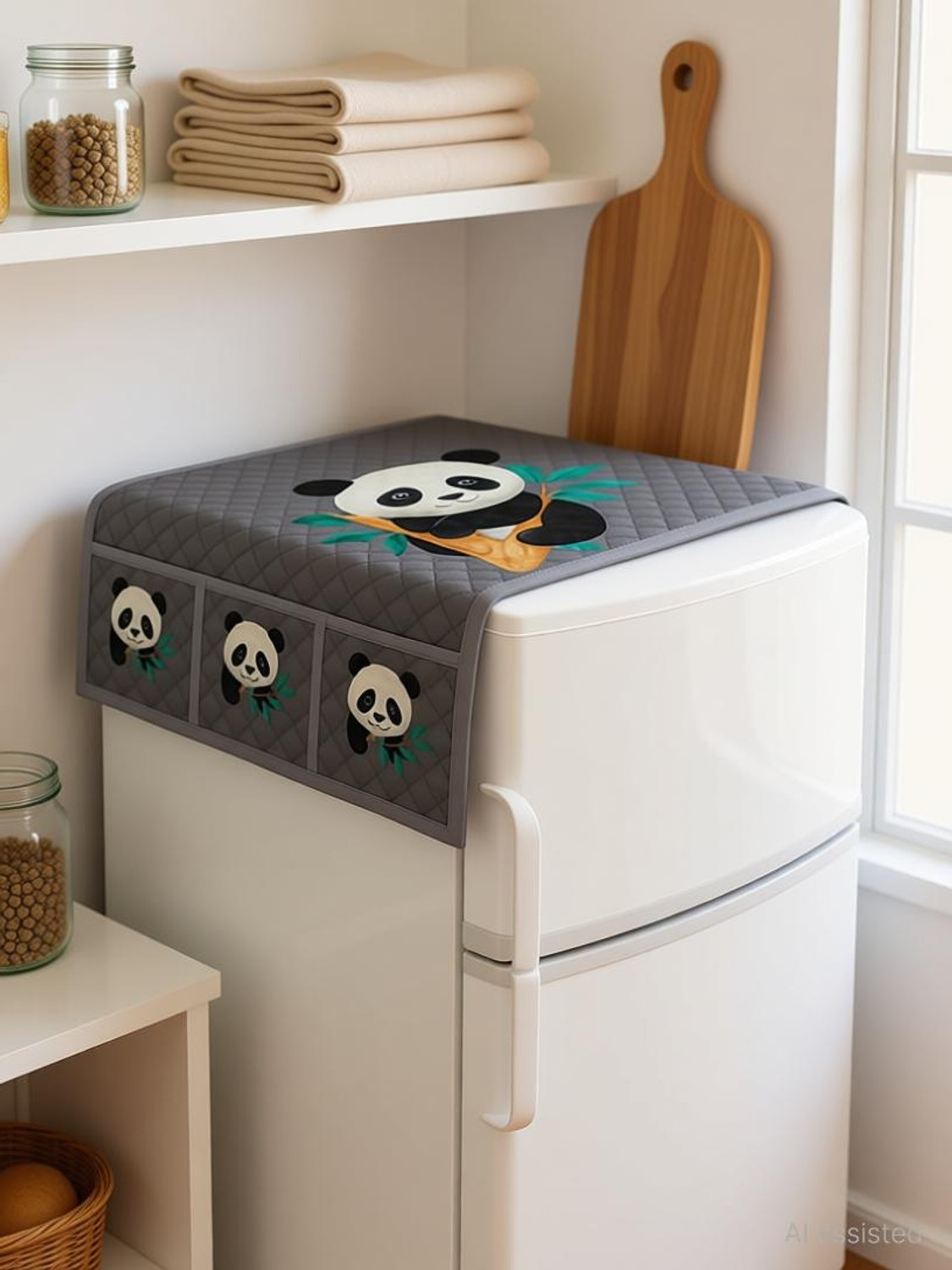 Image of Stylewell Refrigerator Cover (Width: 97 cm, Grey)