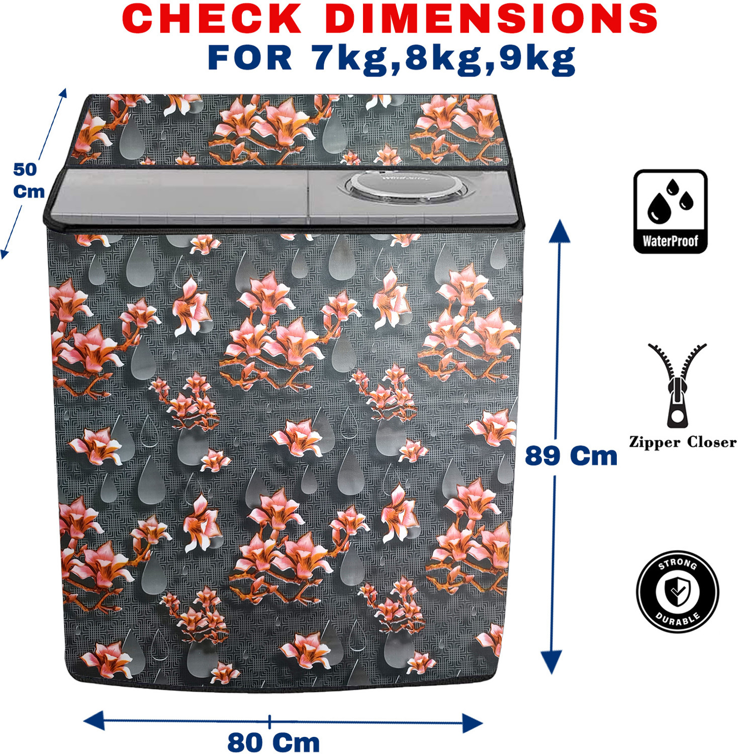 Image of COVSHACK ' Semi-Automatic Washing Machine Cover for 7 to 8 Kg