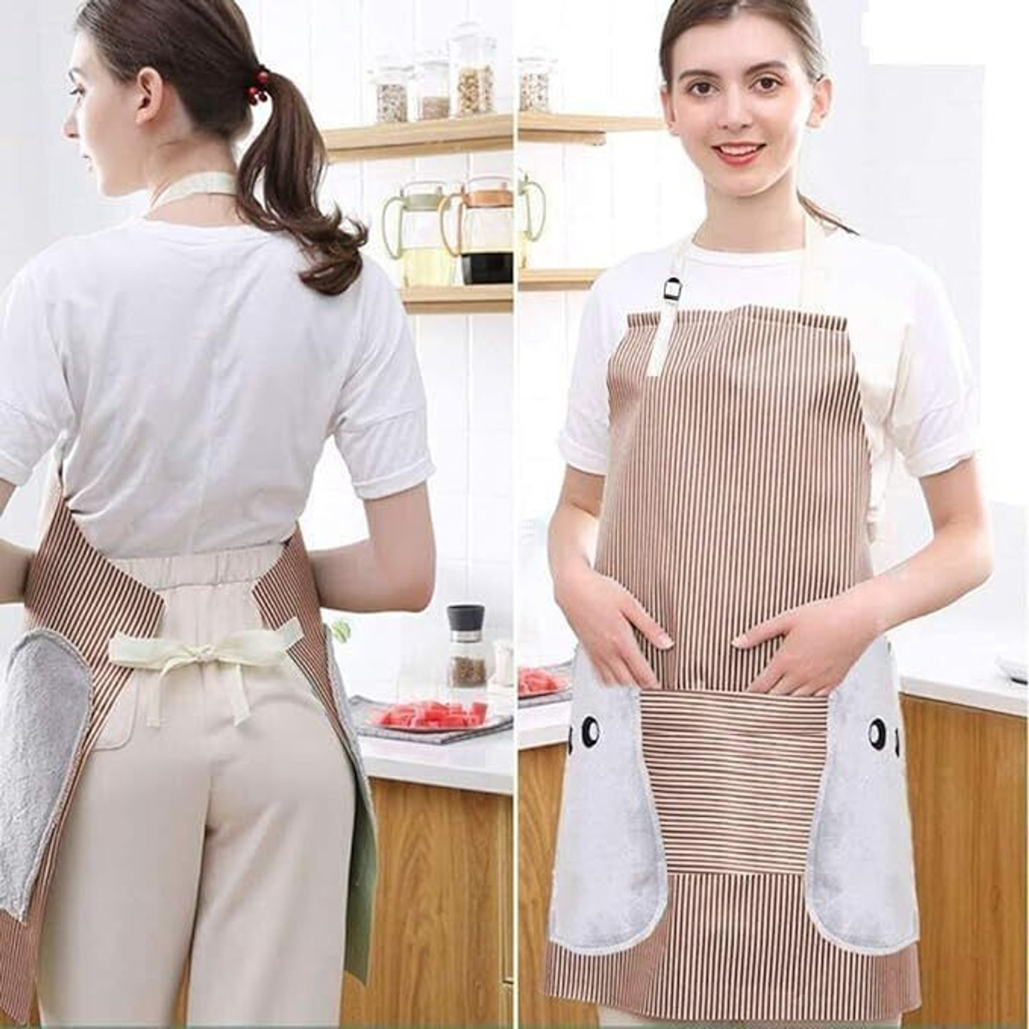 Image of SYAMBABA Cotton Home Use Apron - Free Size