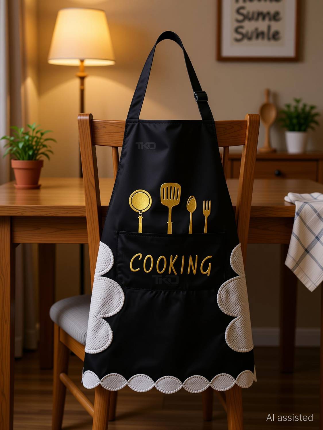 ABlue Clipper Polyester Home Use Apron - Free Size