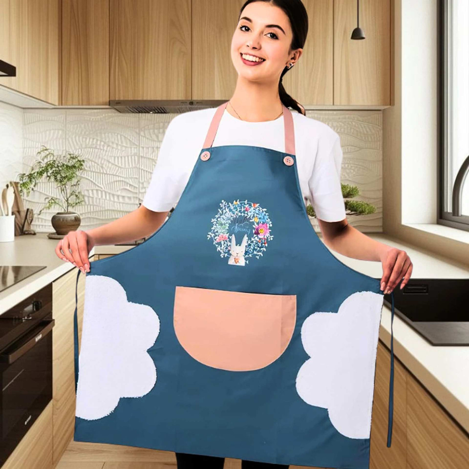 Image of ONIQUID Polyester Home Use Apron - Free Size