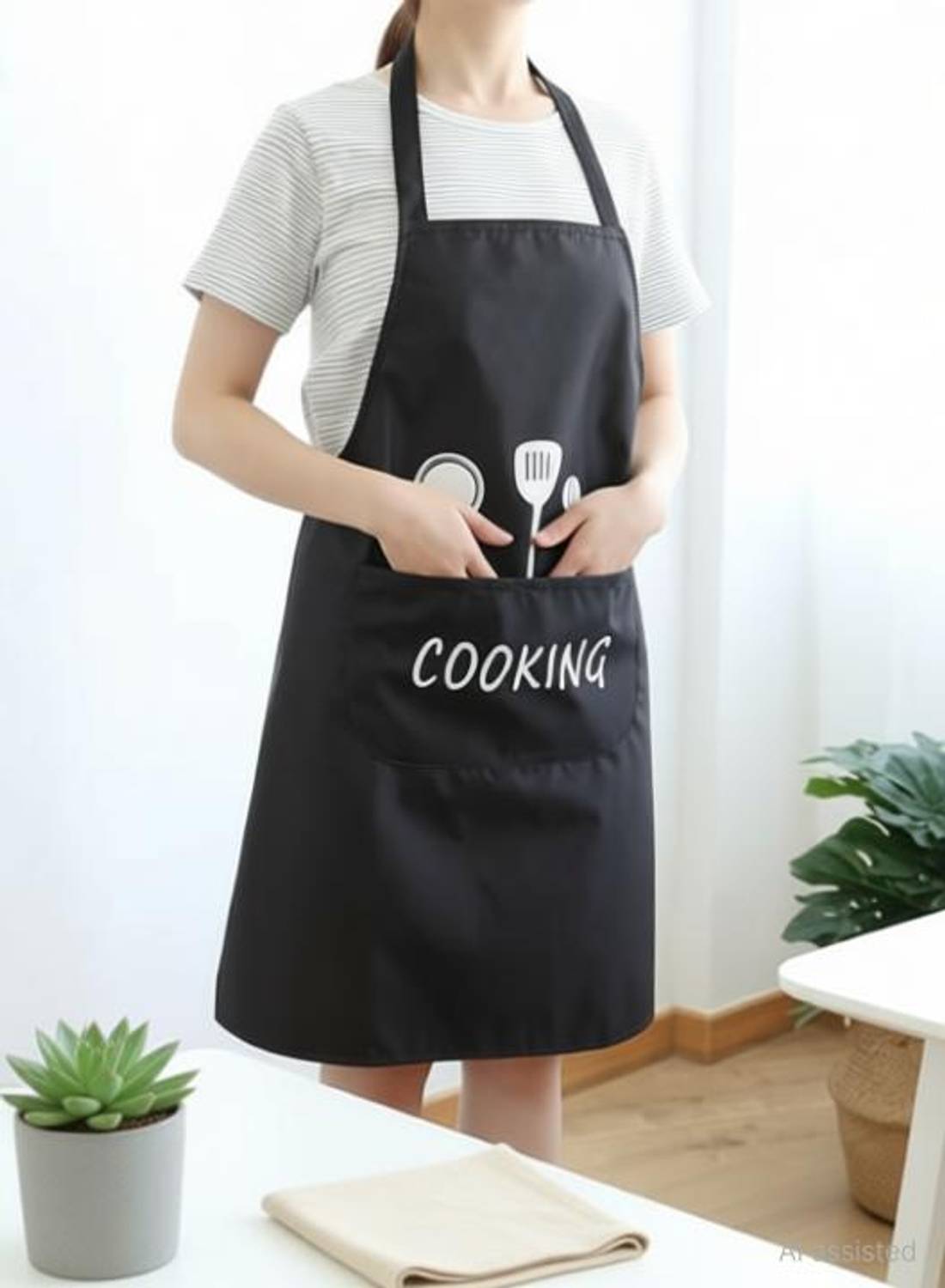 ABlue Clipper Polyester Home Use Apron - Free Size