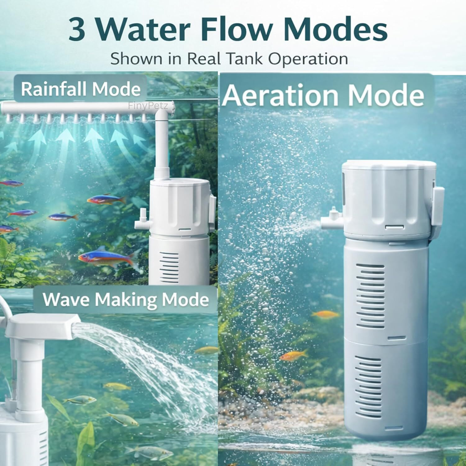 Image of FinyPetz BL-99E 4-in-1 Internal Aquarium Filter 18W | 1000 L /H Quiet Pump Power Aquarium Filter