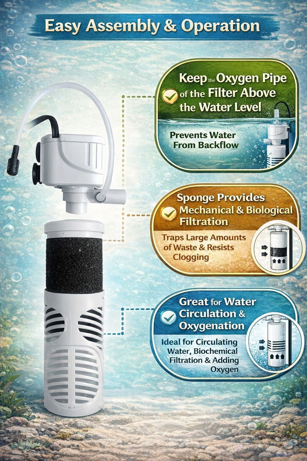 Image of MyPetFishy VS-WP1000FA Power Aquarium Filter (Biological Filtration for Salt Water and Fresh Water)