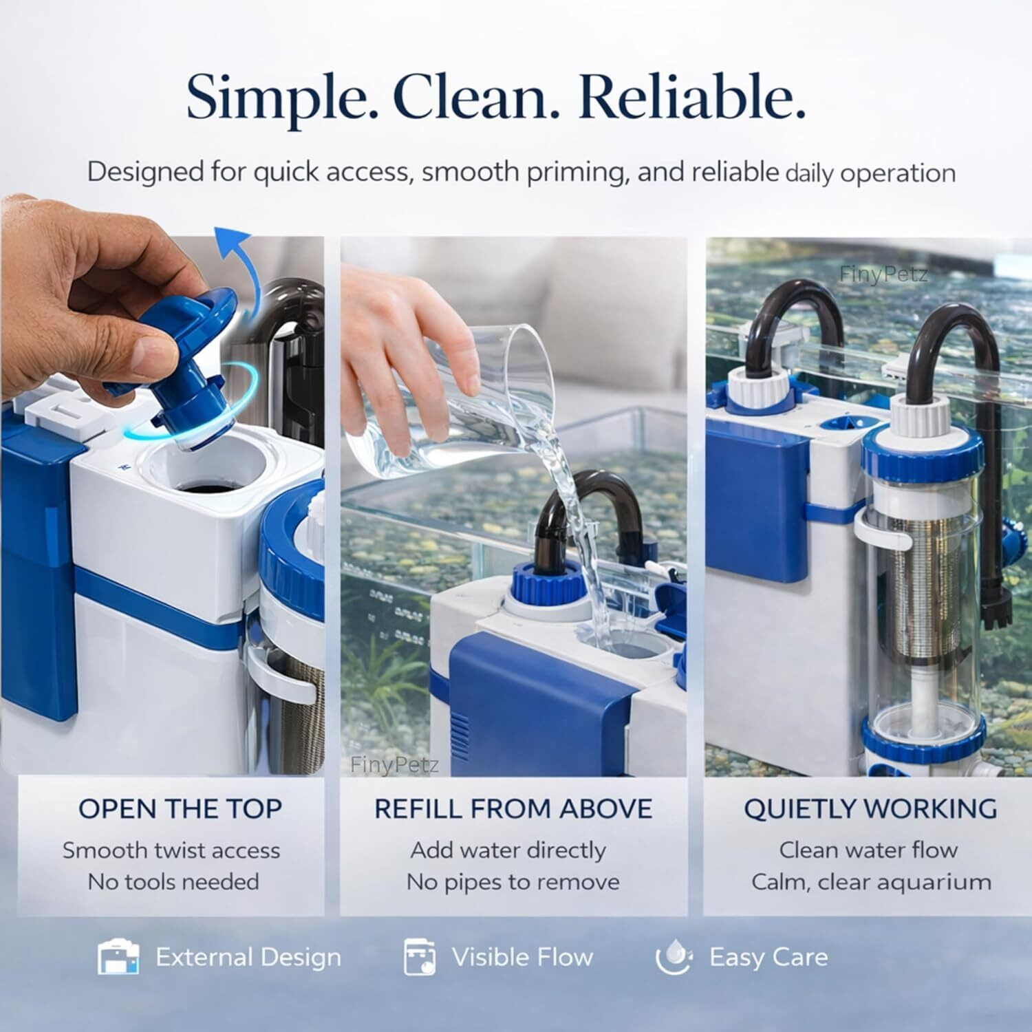 Image of FinyPetz YBF-500F Hang On Back Aquarium Filter with Skimmer, 6W 500L /H Silent HOB Canister Aquarium Filter